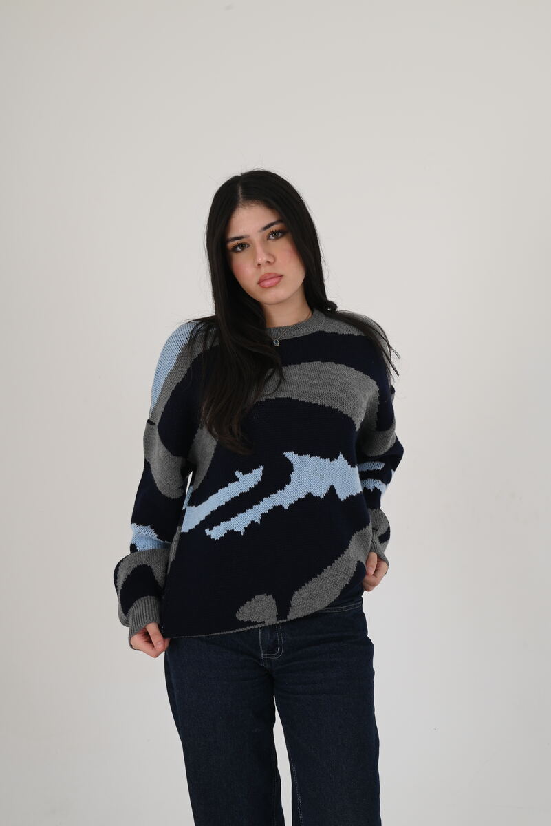 Camo jacquard knit sweater